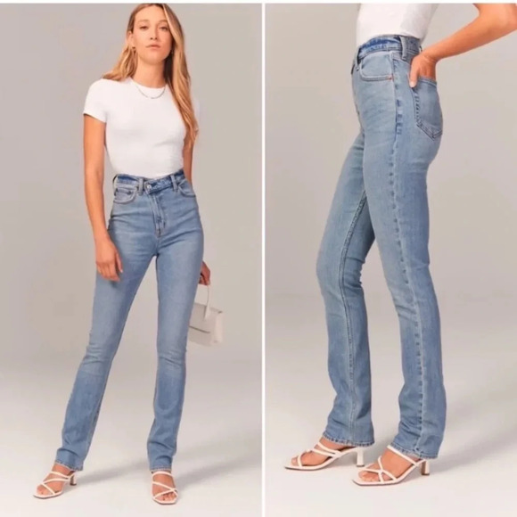 Abercrombie & Fitch The '90s Slim Straight Ultra High Rise Curve Love Jeans - Picture 1 of 10